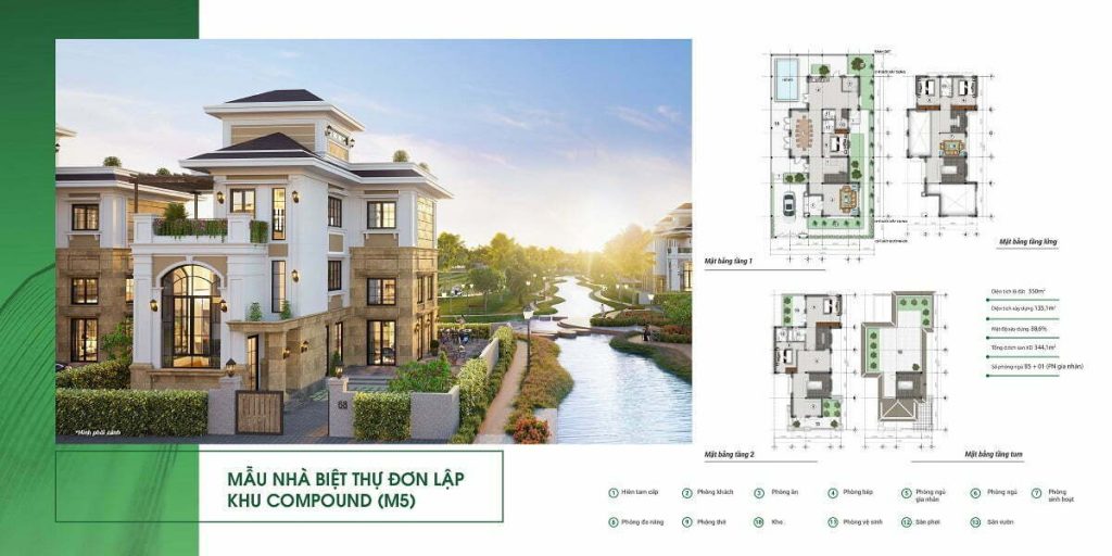 Quy cách xây dựng biệt thự đơn lập khu compound Centria Island - Đảo Kim Quy